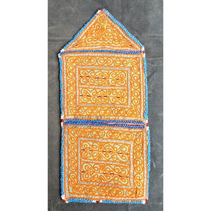 Kuchi Embroidered Pouch Wallet Afghan Handmade Beaded Orange-Yellow